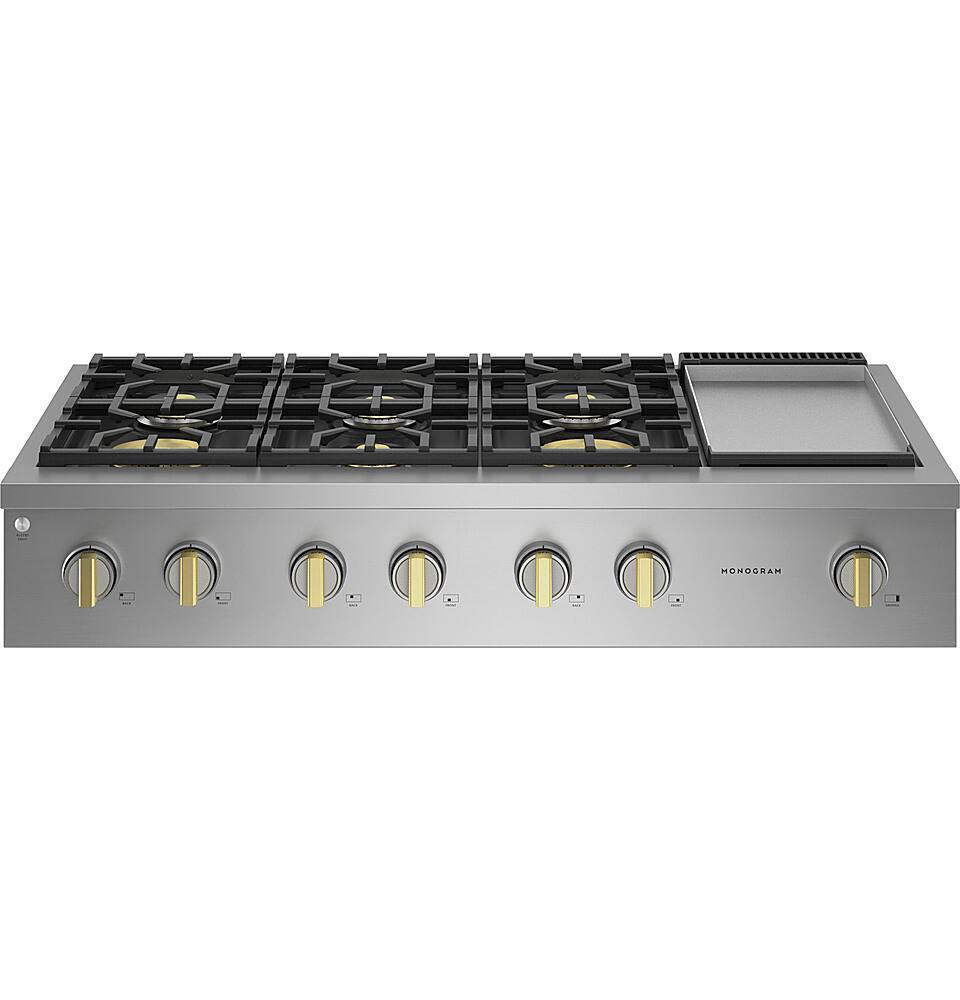 Alt View 12. Monogram - 48" Built-In Gas Cooktop with 6 Burners - Stainless Steel.