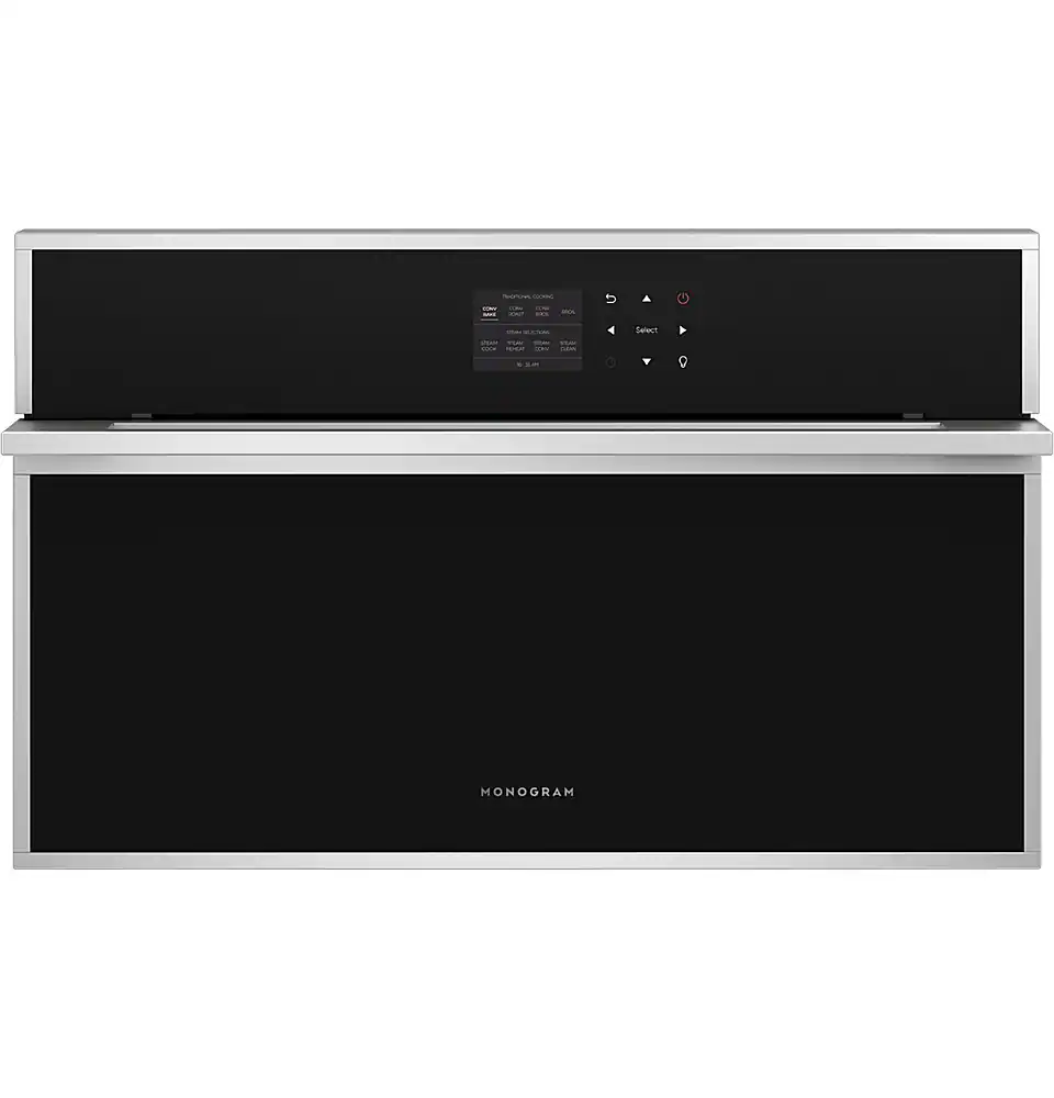 Front. Monogram - Minimalist 30" Built-In Single Electric Convection Wall Oven with Steam Cooking - Stainless Steel.