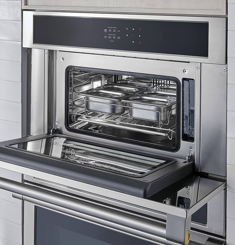 Alt View 19. Monogram - Minimalist 30" Built-In Single Electric Convection Wall Oven with Steam Cooking - Stainless Steel.