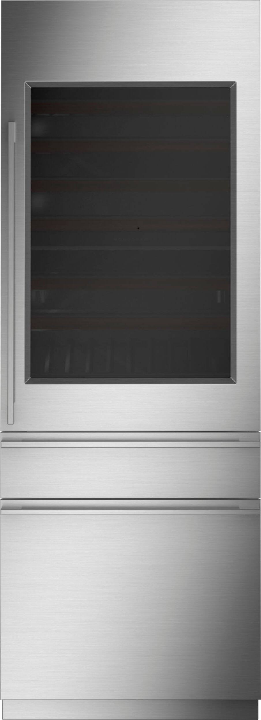 Front. Monogram - 106-Bottle Built-In Dual Zone Wine Cooler - Stainless Steel.