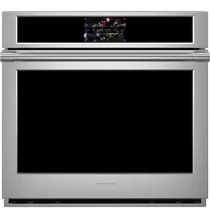 Front. Monogram - Statement 30" Built-In Single Electric Convection Wall Oven with No-Preheat Air Fry - Stainless Steel.