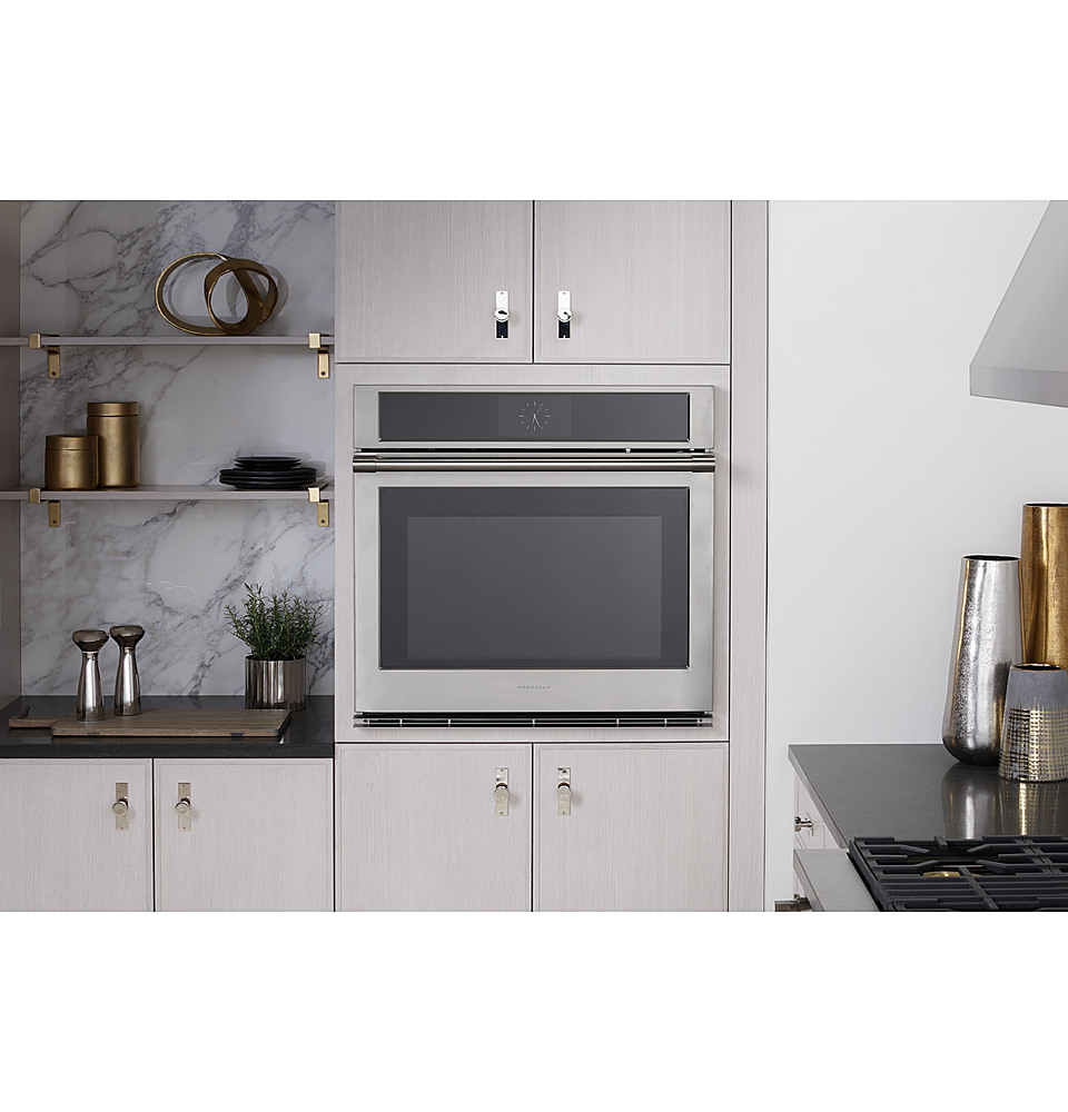 Alt View 19. Monogram - Statement 30" Built-In Single Electric Convection Wall Oven with No-Preheat Air Fry - Stainless Steel.