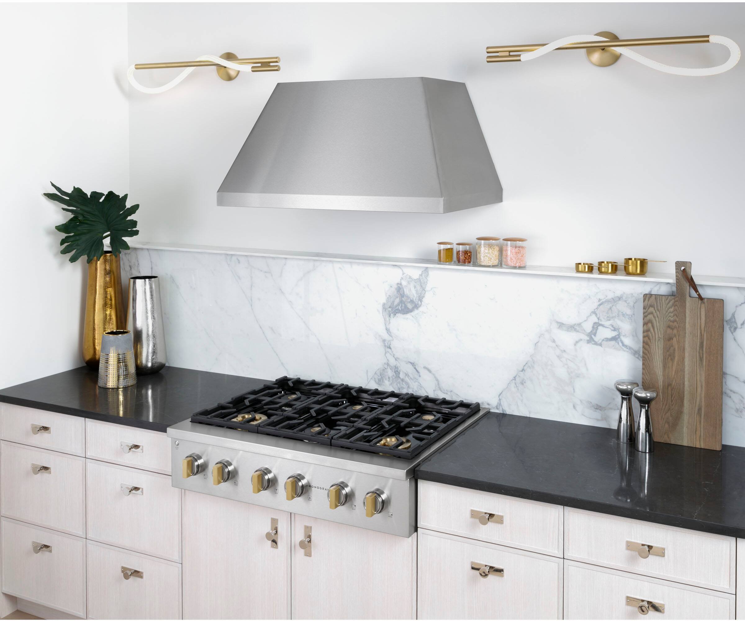 Alt View 12. Monogram - 36" Externally Vented Range Hood - Stainless steel.