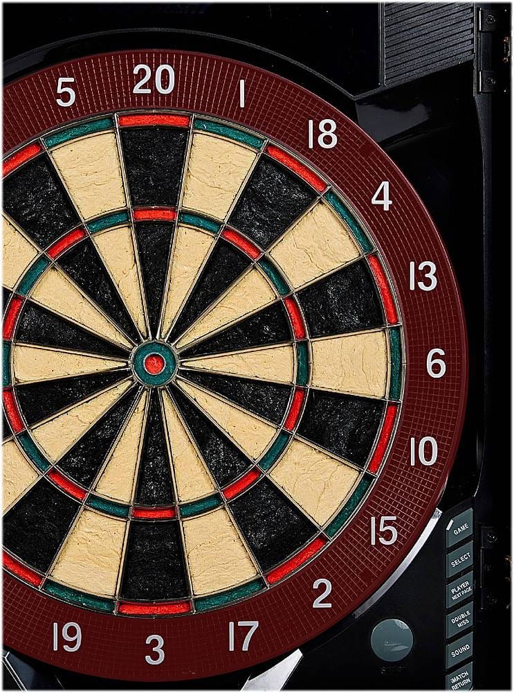 Alt View 14. MD Sports - Bristlesmart Smart Dartboard Cabinet With Digital X/O Cricket Scorekeeping and Steel Tip Dart Set - Brown/Black.