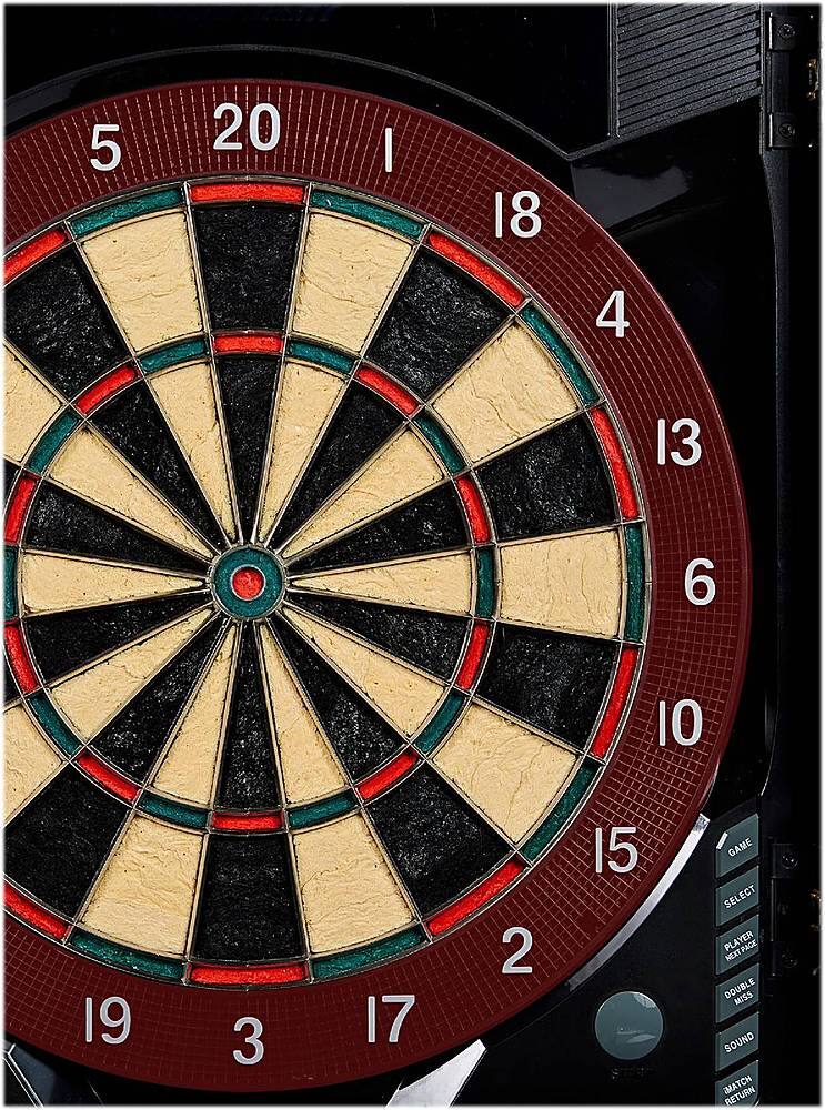Alt View 14. MD Sports - Bristlesmart Smart Dartboard Cabinet With Digital X/O Cricket Scorekeeping and  Steel Tip Dart Set - Brown/Black.