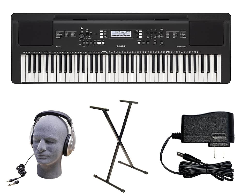 Front. Yamaha - Yamaha PSR-EW310 PKS 76-Key Keyboard Pack with X-Stand, Adapter, and Headphones - Black.