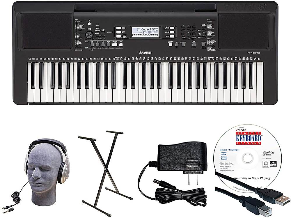 Yamaha PSR-E373 EPY 61-Key Keyboard Pack with Y-Stand, AC Adapter