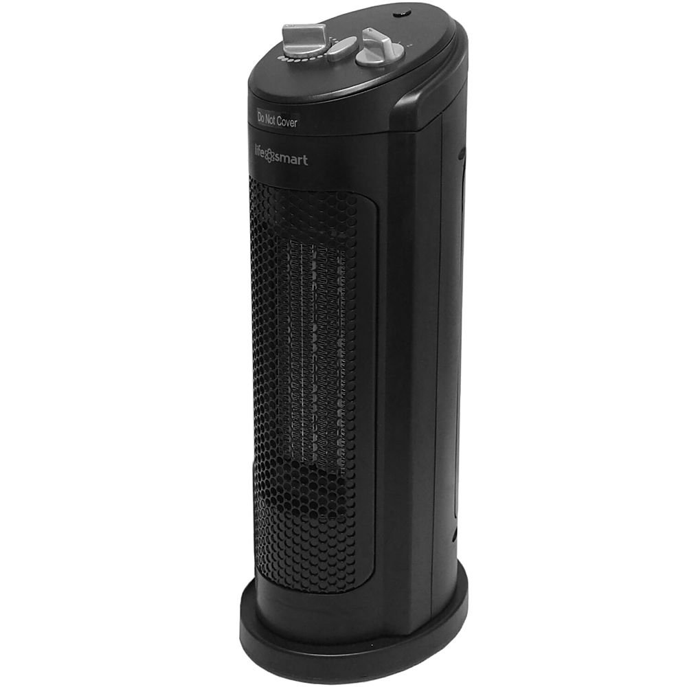 Angle View: Lifesmart - 1500W 16 Inch Tower PTC Heater with Oscillation - Black