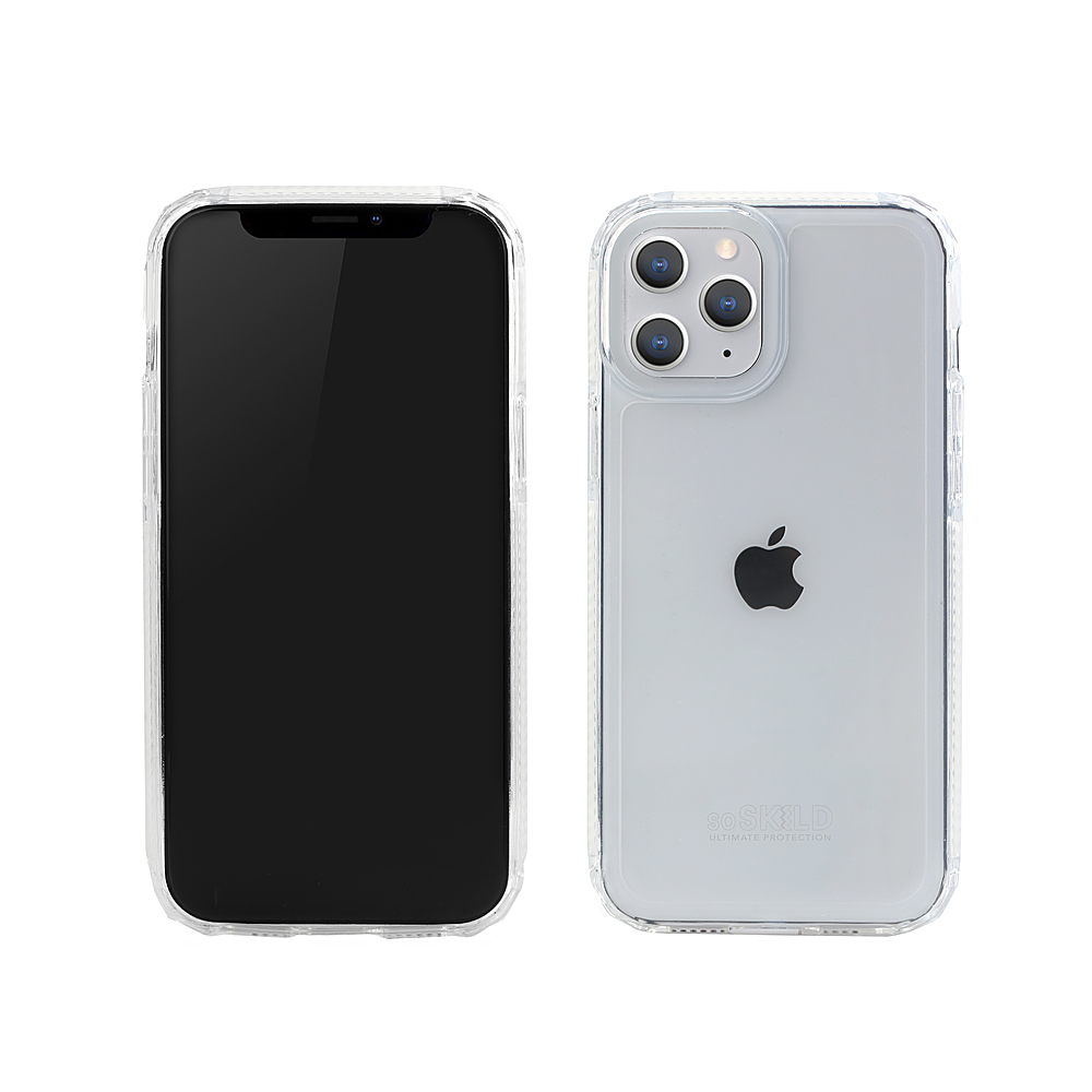 Angle View: SoSkild iPhone 12 / iPhone 12 Pro (6.1) Defend 2.0 Heavy Impact Case - Transparent - Transparent