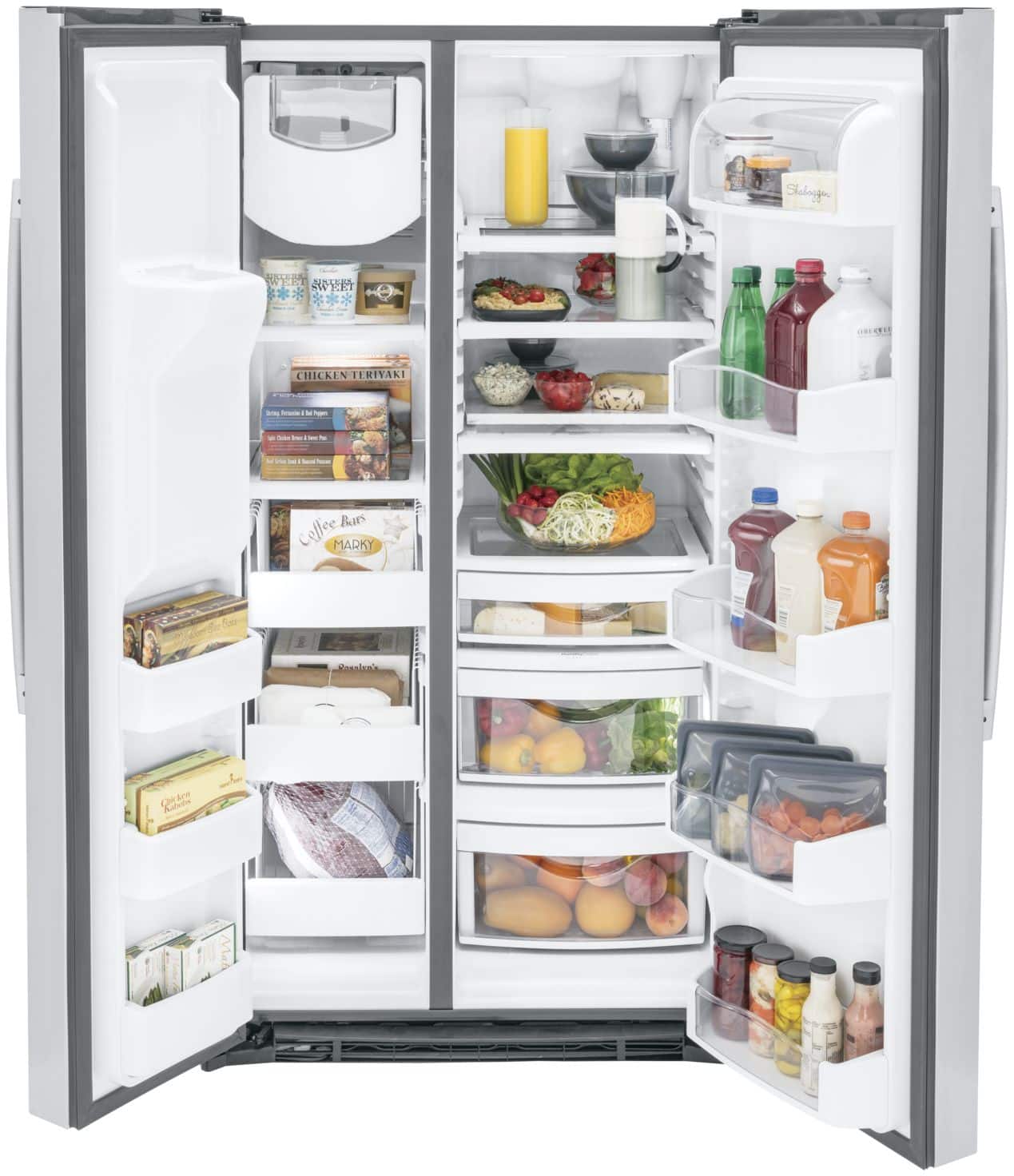 Alt View 12. GE Profile - 25.3 Cu. Ft. Side-by-Side Refrigerator with LED Lighting - Stainless Steel.