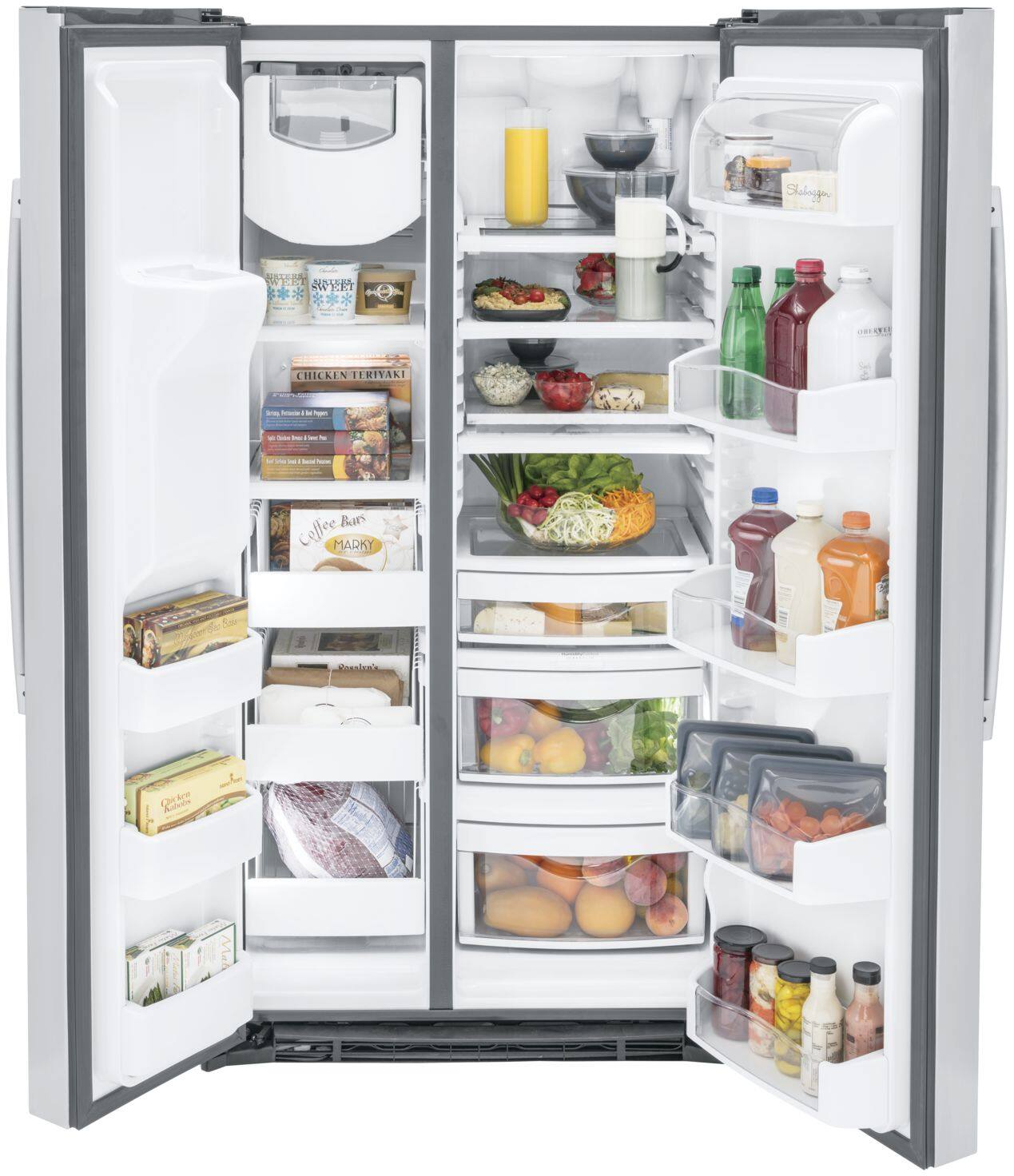 Alt View 12. GE Profile - 25.3 Cu. Ft. Side-by-Side Refrigerator with LED Lighting - Stainless Steel.