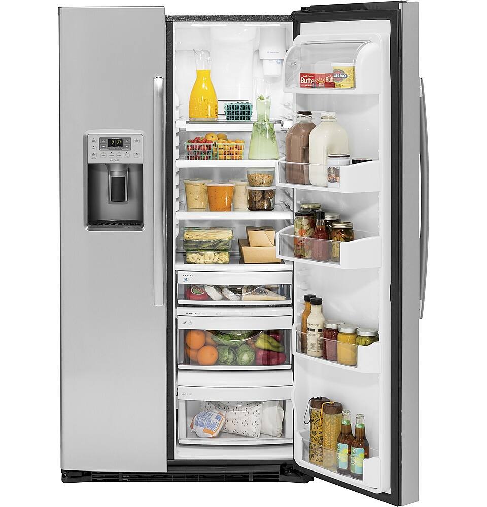 Alt View 19. GE Profile - 25.3 Cu. Ft. Side-by-Side Refrigerator with LED Lighting - Stainless Steel.