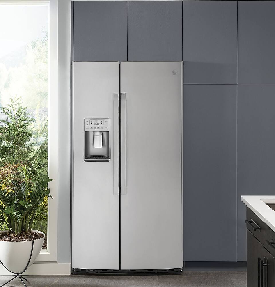 Alt View 20. GE Profile - 25.3 Cu. Ft. Side-by-Side Refrigerator with LED Lighting - Stainless Steel.