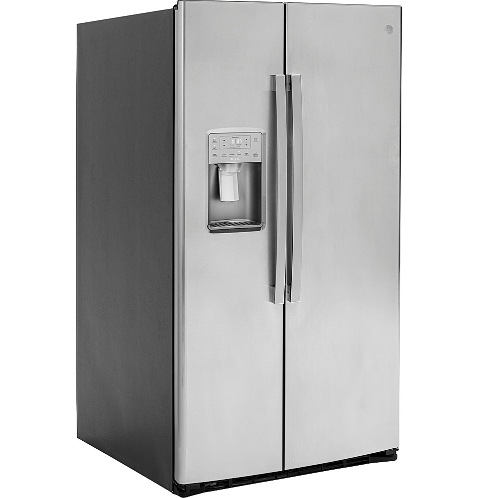 Left View: Samsung - 28 cu. ft. Side-by-Side Refrigerator with WiFi and Large Capacity - Stainless steel