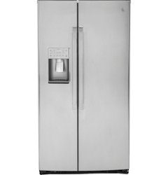 GE Profile - 21.9 Cu. Ft. Side-by-Side Counter-Depth Refrigerator with LED Lighting - Stainless Steel - Front_Zoom