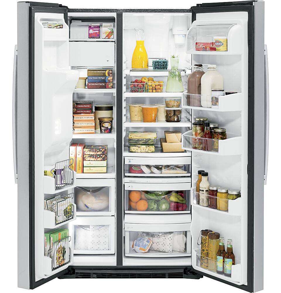 Alt View 12. GE Profile - 21.9 Cu. Ft. Side-by-Side Counter-Depth Refrigerator with LED Lighting - Stainless Steel.