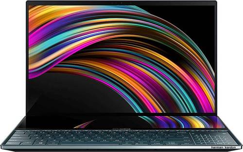 ASUS - ZenBook Pro Duo 15.6" 4K Ultra HD Touch-Screen Laptop - Intel Core i7 - 32GB Memory - NVIDIA GeForce RTX 2060 - 1TB SSD - Celestial Blue