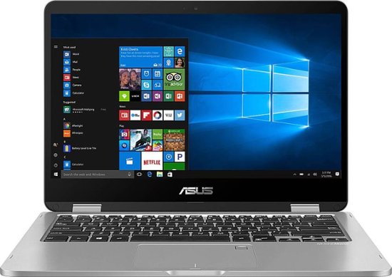Front Zoom. ASUS - VivoBook Flip 14 2-in-1 14" Touch-Screen Laptop - Intel Celeron - 4GB Memory - 64GB eMMC Flash Memory - Light Gray.