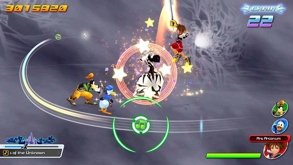 The image shows a group of characters in a video game, with one of them being a mouse. The game is set in a dark environment, and the characters are engaged in various actions. The largest text in the image reads "301520 CHAIN 22 Ars Arcanum G of the Unknown." The following text can be cleaned up by removing unnecessary spaces and ensuring proper alignment: "301520 CHAIN 22 Ars Arcanum G of the Unknown".