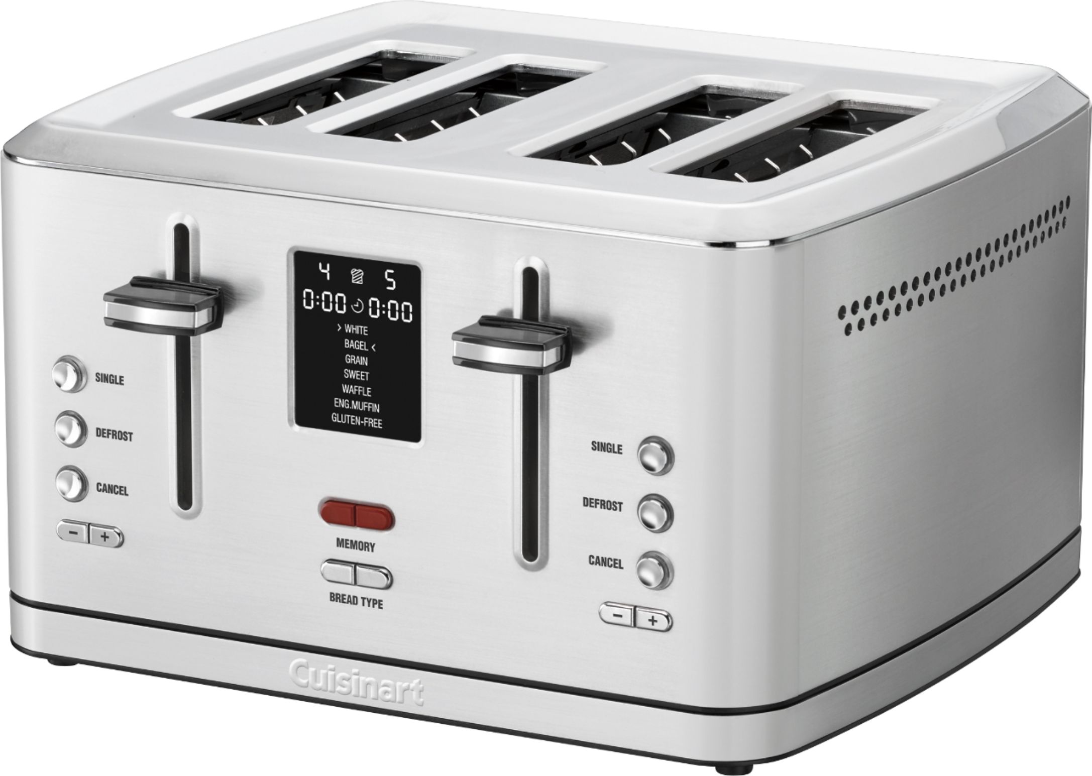 Cuisinart 4-Slice Digital Toaster with MemorySet Feature Stainless Cuisinart Stainless Steel Toaster 4 Slice