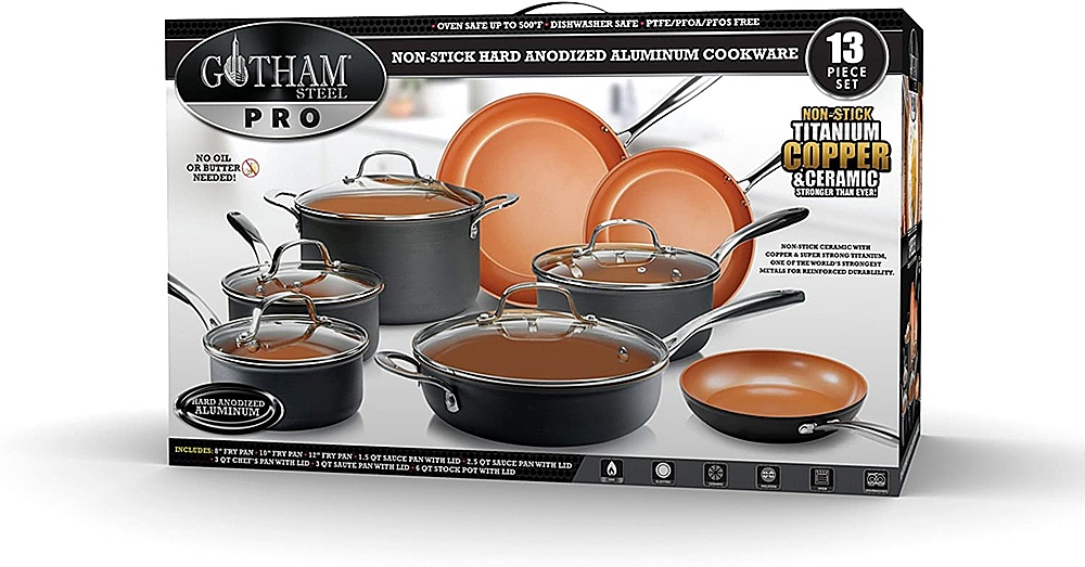 Gotham Steel Hard Anodized 13-Piece Cookware Set Copper 1838 - Best Buy