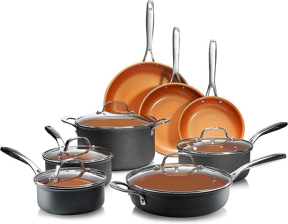 Alt View 11. Gotham Steel - Hard Anodized 13-Piece Cookware Set - Copper.