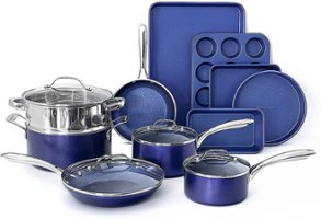 Granitestone - 15-Piece Non Stick Aluminum Cookware Set - Blue - Angle_Zoom