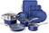 Angle. Granitestone - 15-Piece Non Stick Aluminum Cookware Set - Blue.