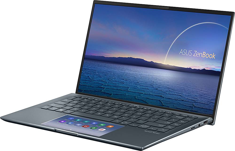 Left View: ASUS - ZenBook 14" Laptop - Intel Core i7 - 16GB Memory - NVIDIA GeForce MX450 - 512GB SSD - Pine Gray