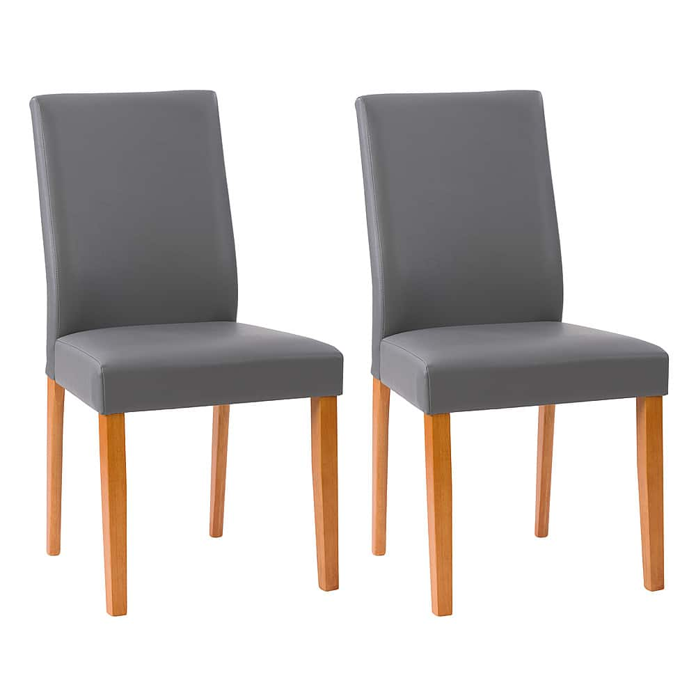 Angle View: CorLiving - Alpine Two Tone Gray and Cherry Wood Dining Chair, Set of 2 - Grey/Cherry