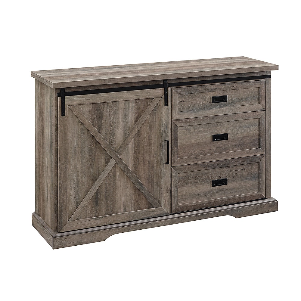 Angle. Walker Edison - 56” Farmhouse X Door TV Stand for TV's up to 60” - Grey Wash.