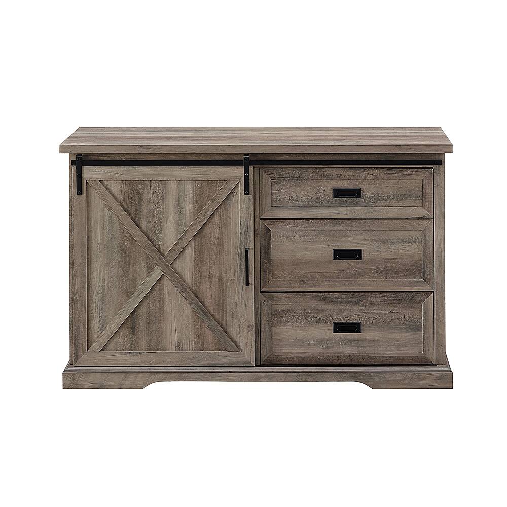 Front. Walker Edison - 56” Farmhouse X Door TV Stand for TV's up to 60” - Grey Wash.