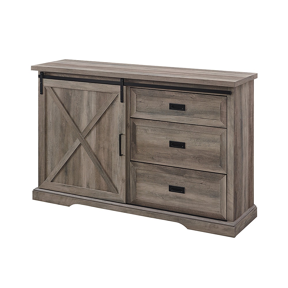 Left. Walker Edison - 56” Farmhouse X Door TV Stand for TV's up to 60” - Grey Wash.