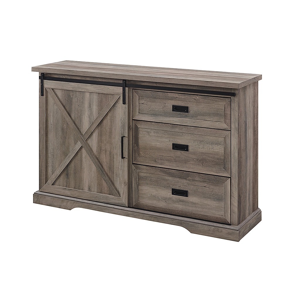 Left View: Walker Edison - 56” Farmhouse X Door TV Stand for TV's up to 60” - Grey Wash