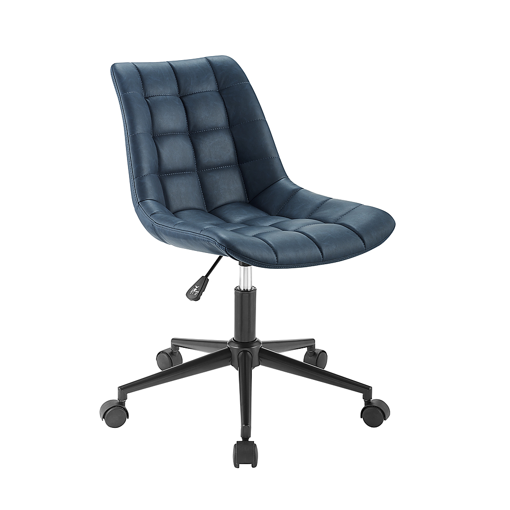 Angle View: Walker Edison - Modern Faux Leather Armless Swivel Chair - Navy