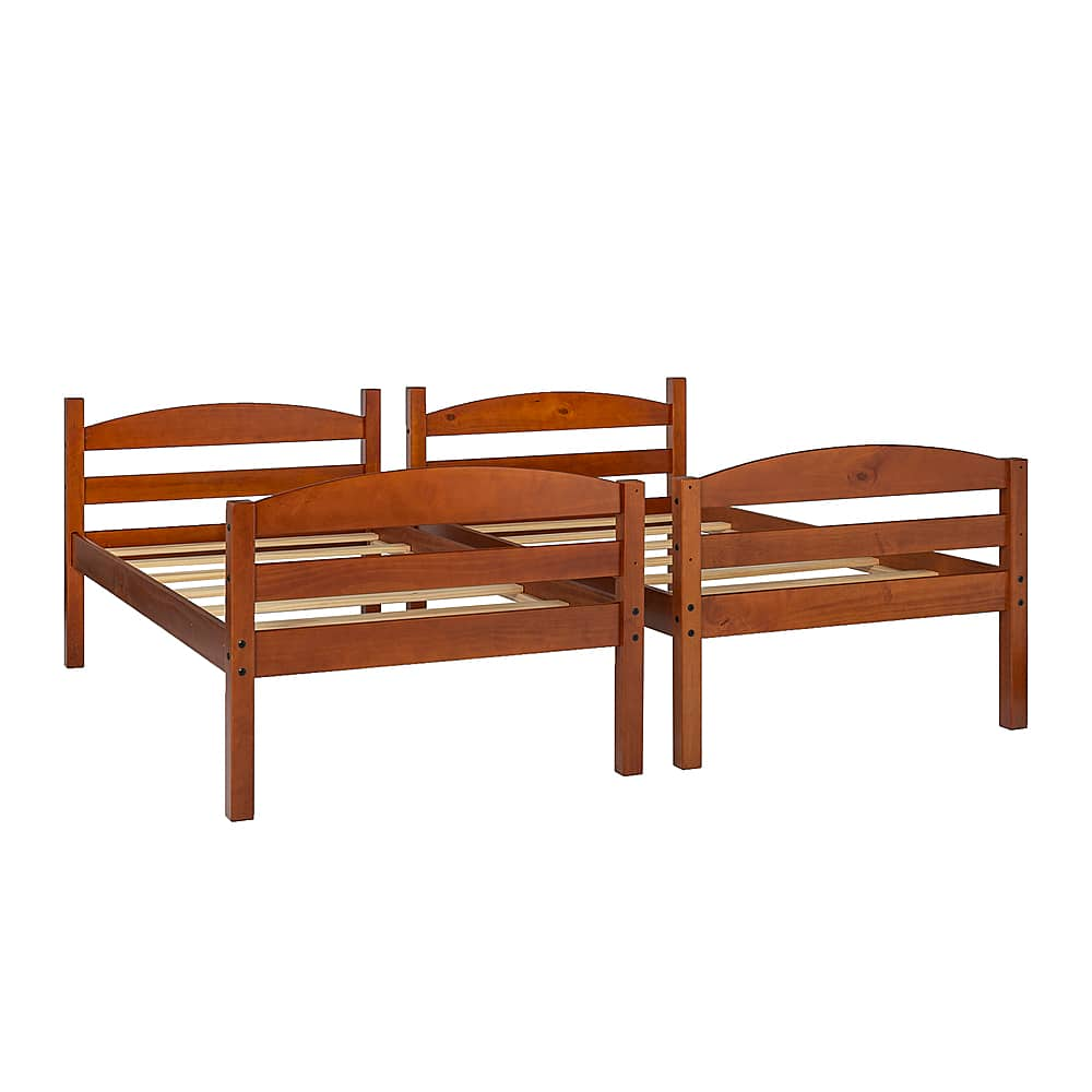 Angle View: Walker Edison - Rustic Solid Wood Twin Bunk Bed with Trundle - Cherry