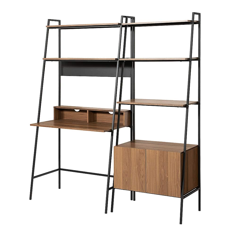 Left View: Walker Edison - 2-Piece Home Office Set - Mocha