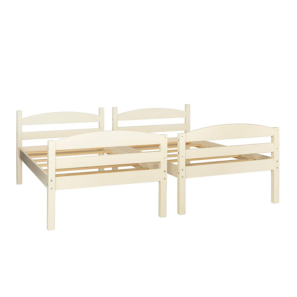 Angle View: Walker Edison - Rustic Solid Wood Twin Bunk Bed with Trundle - White