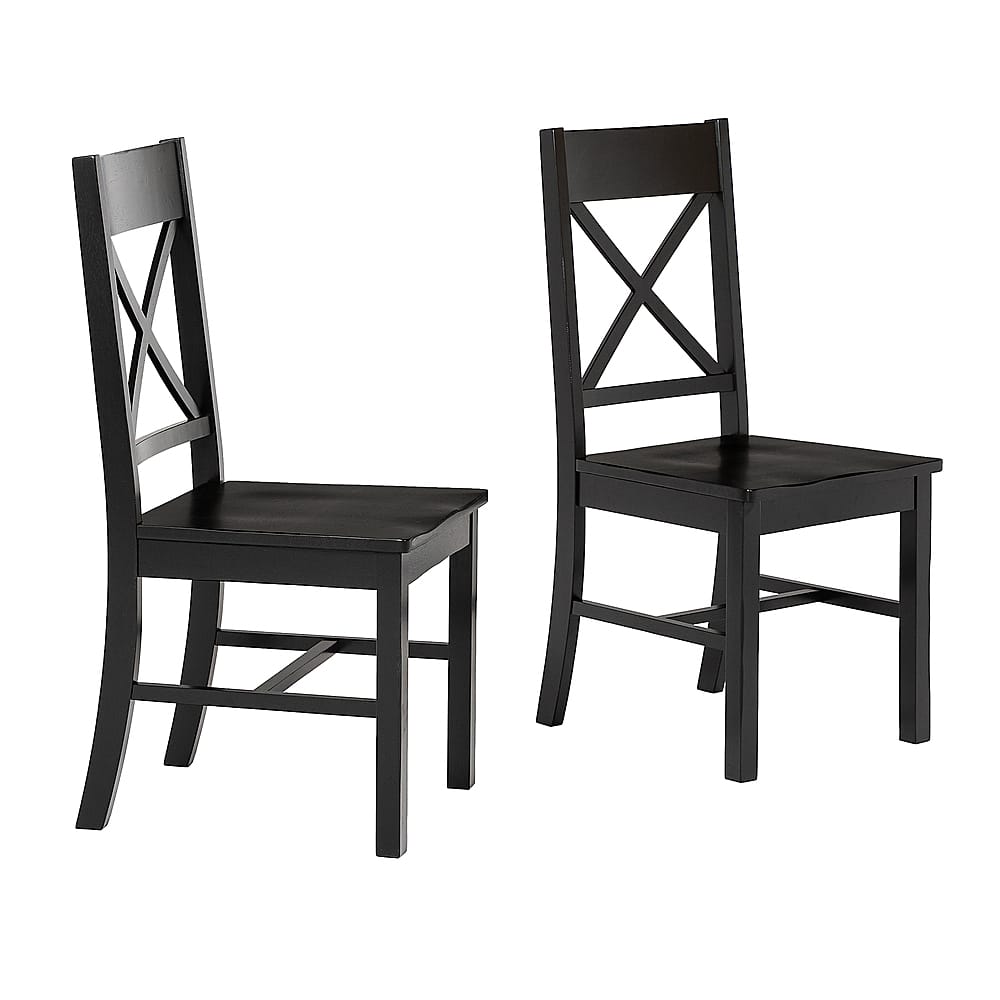 Angle View: Walker Edison - Modern Farmhouse X-Back Dining Chairs, Set of 2 - Antique Black