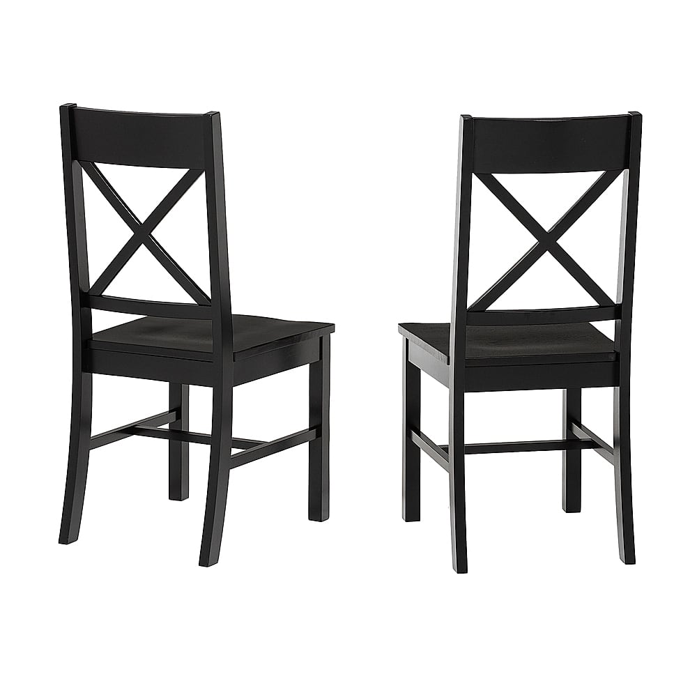 Left View: Walker Edison - Modern Farmhouse X-Back Dining Chairs, Set of 2 - Antique Black