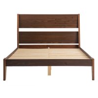 Walker Edison - Mid Century Modern Queen Size Solid Wood Bed Frame - Walnut - Front_Zoom
