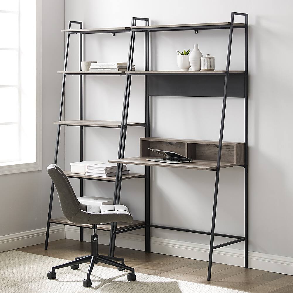 Best Buy: Walker Edison 2 Piece Home Office Ladder Desk and Bookcase ...