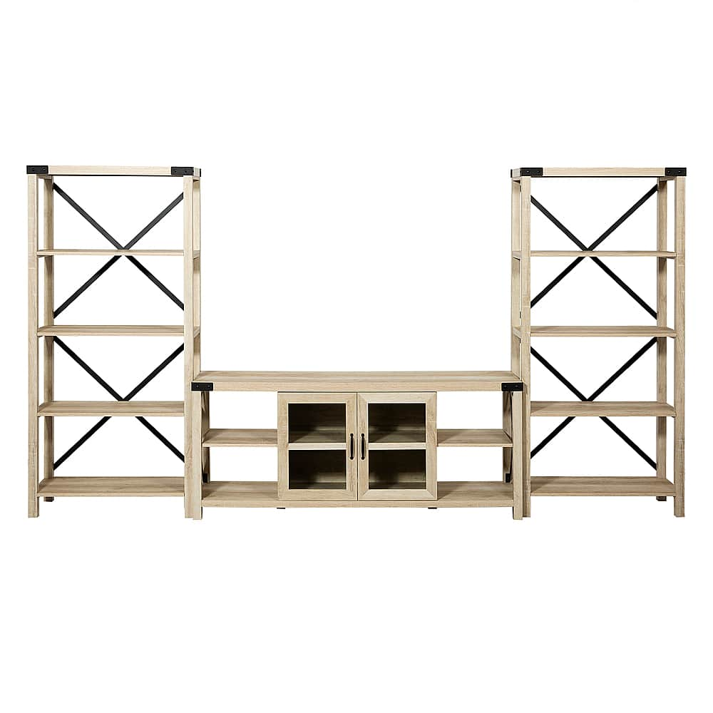 Left View: Walker Edison - Modern Farmhouse Wall TV Stand for  TV's up to 65” - White Oak