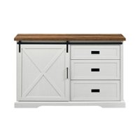 Walker Edison - 56” Farmhouse X Door TV Stand for TV's up to 60” - Rustic Oak/Brushed White - Front_Zoom