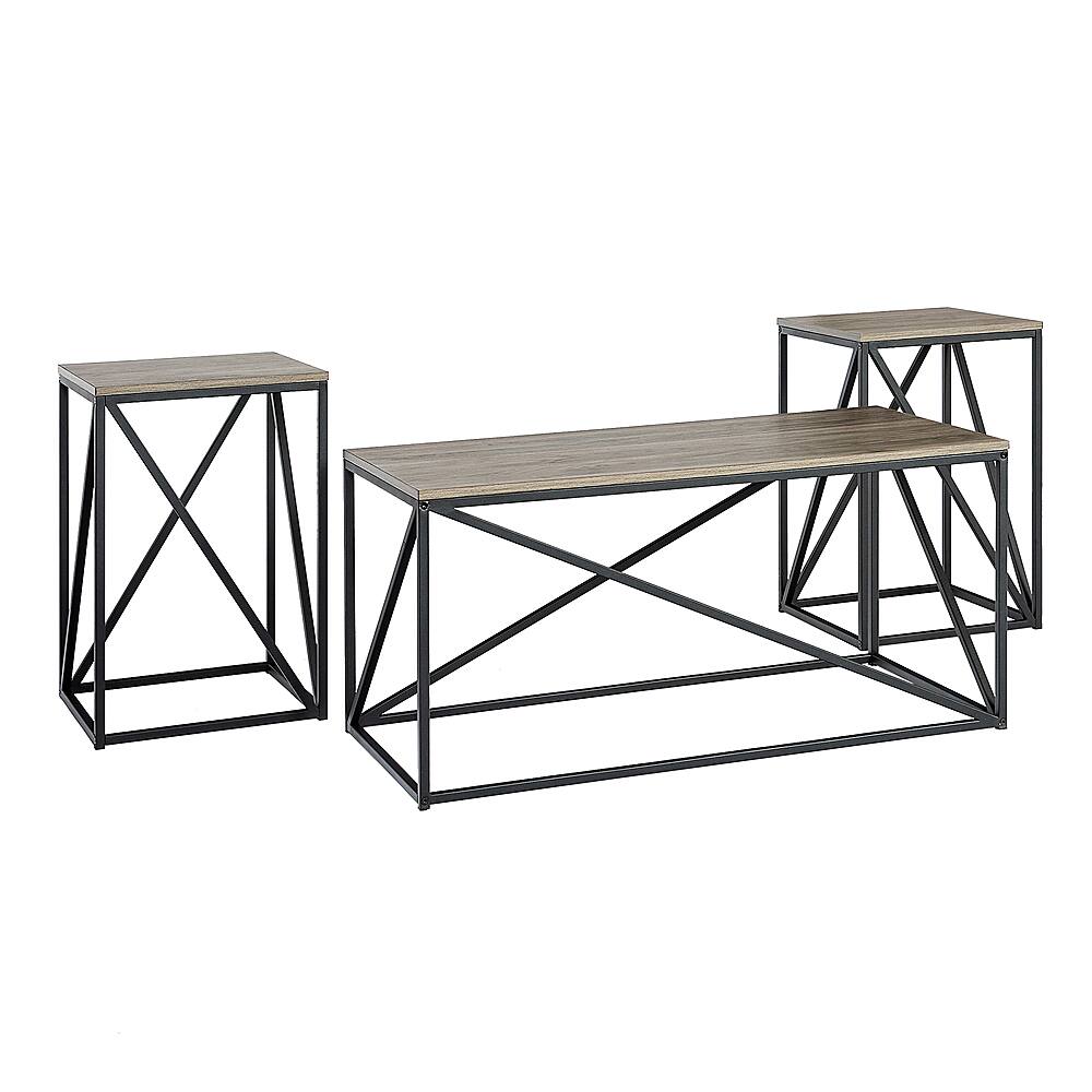 Angle View: Walker Edison - 3-Piece Geometric Table Set - Slate Grey