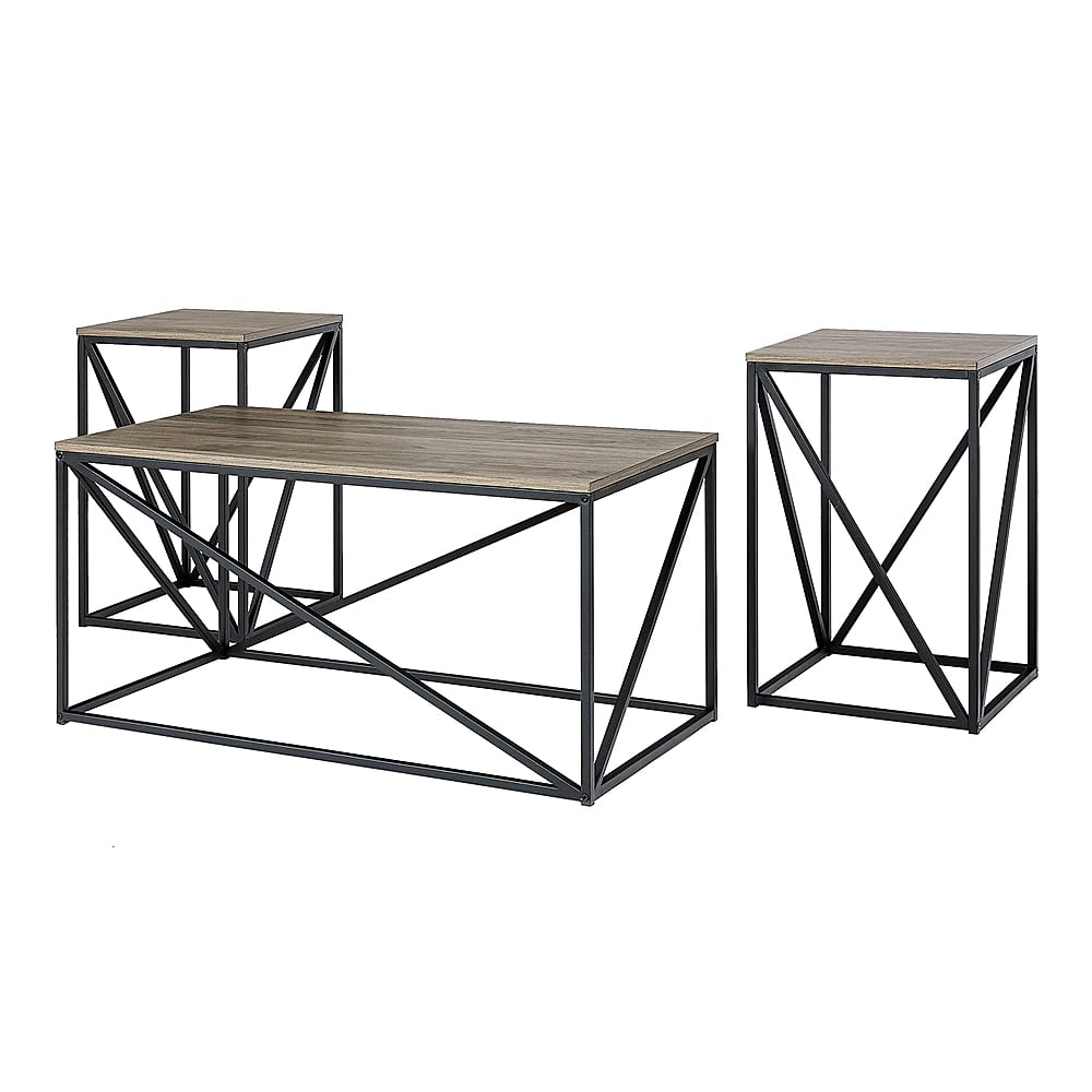 Left View: Walker Edison - 3-Piece Geometric Table Set - Slate Grey