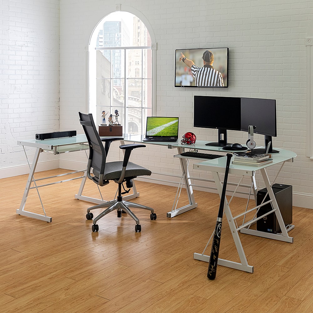 Alt View 12. Walker Edison - Command Center Gaming Station Computer Desk - White.