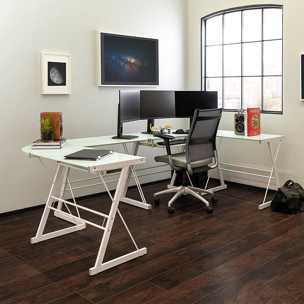 Alt View 13. Walker Edison - Command Center Gaming Station Computer Desk - White.