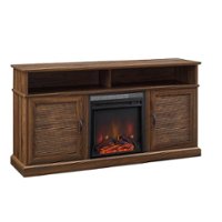 Walker Edison - Traditional Fluted Door Tall Soundbar Storage Fireplace TV Stand for Most TVs up to 65" - Dark Walnut - Angle_Zoom
