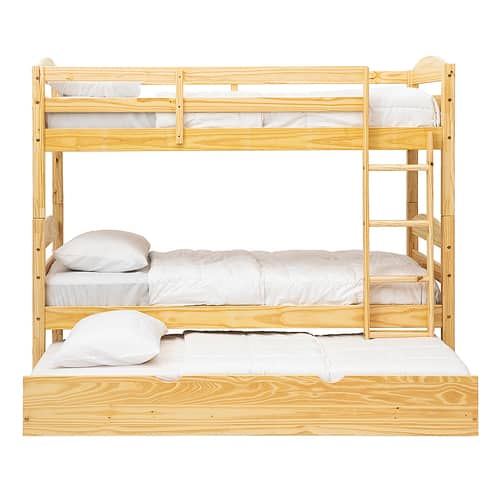 Walker Edison - Rustic Solid Wood Twin Over Twin Bunk with Trundle - Natural